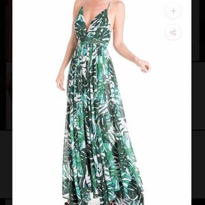 Floor length tropical inspired gown XS/S
